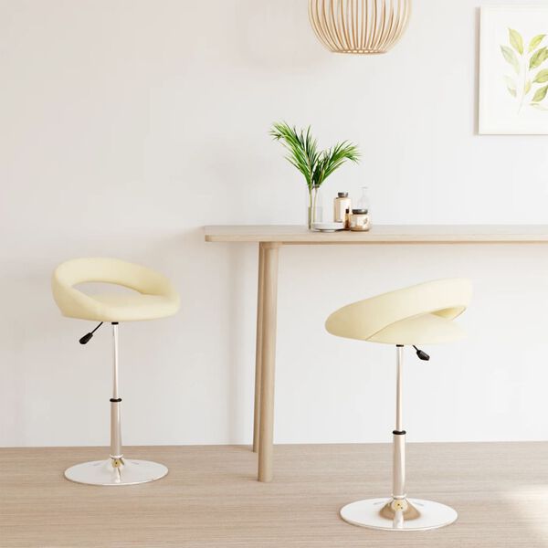 vidaXL Pasukamos valgomojo kėdės, 2vnt., kreminės, dirbtinė oda