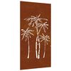 vidaXL Sodo sienos dekoracija, 105x55cm, corten plienas, palmės