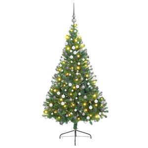 vidaXL Dirbtinis prie&scaron;&scaron;ventinis eglutė su &scaron;viesomis Žalia 180 cm PVC