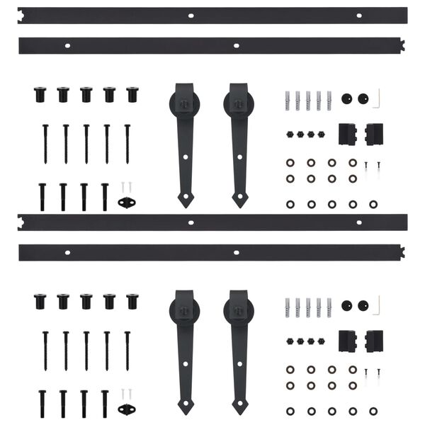 vidaXL Stumdomų durų įrangos rinkiniai, 2vnt., juodi, 200cm, plienas