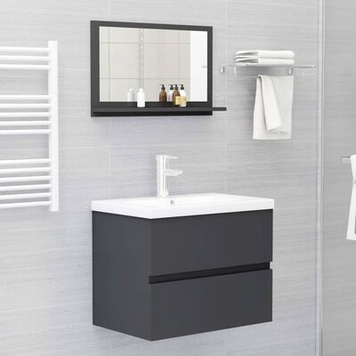vidaXL Vonios kambario veidrodis, pilkos spalvos, 60x10,5x37cm, MDP
