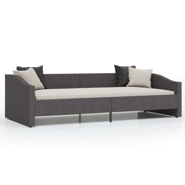 vidaXL Lova su USB i&scaron;vestimi, tamsiai pilka, 90x200cm, audinys