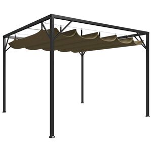 vidaXL Sodo pavėsinė su įtraukiamu stogu, taupe spalvos, 3x3m, 180g/m&sup2;