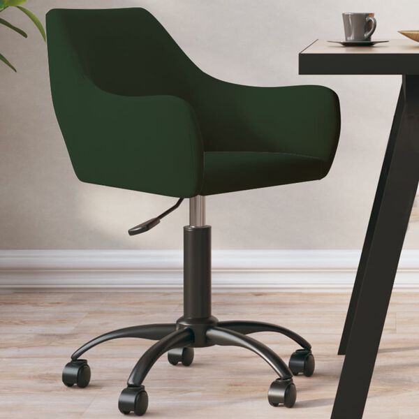 vidaXL Pasukama valgomojo kėdė, tamsiai žalios spalvos, aksomas
