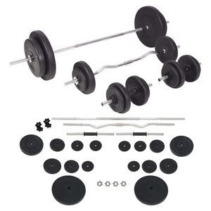 vidaXL &Scaron;tangų ir hantelių rinkinys, 90 kg