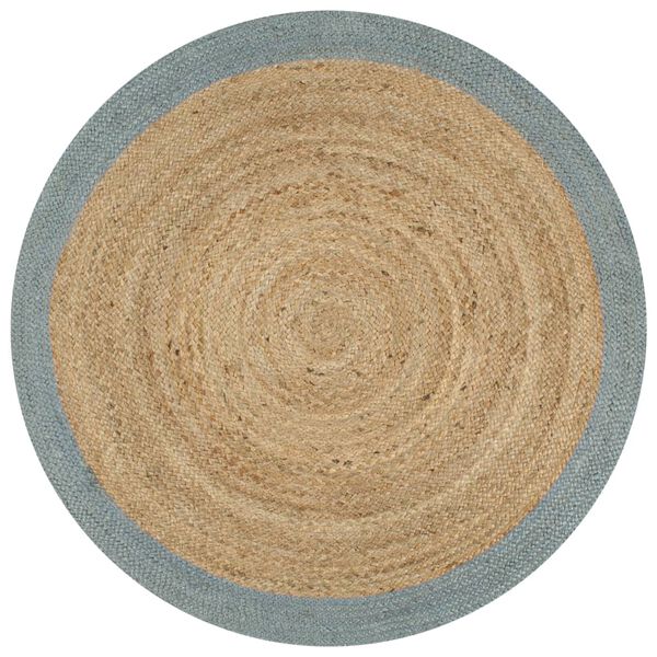 vidaXL Kilimas, 150cm, džiutas, rankų darbo, su alyv. žal. sp. kraštu