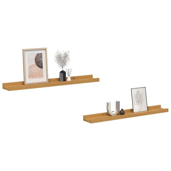 vidaXL Sieninė lentyna 2 pcs Smėlio 60 x 9 x 3 cm Apdirbta mediena