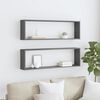vidaXL Sieninės lentynos, 2vnt., pilkos, 100x15x30cm, MDP, kubo formos