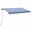 vidaXL Markizė su LED/vėjo jutikliu, mėlyna/balta, 350x250cm