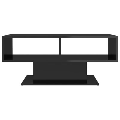 vidaXL Kavos staliukas, juodos spalvos, 103,5x50x44,5cm, MDP, blizgus