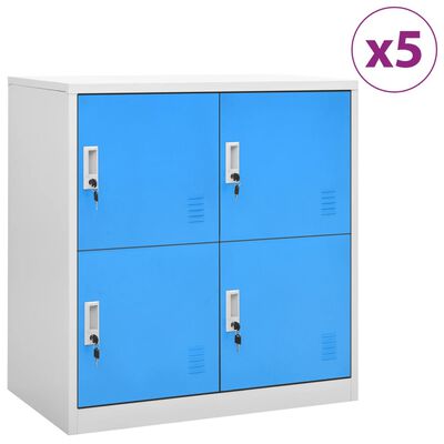vidaXL Spintelės, 5vnt., pilkos/mėlynos, 90x45x92,5cm, plienas