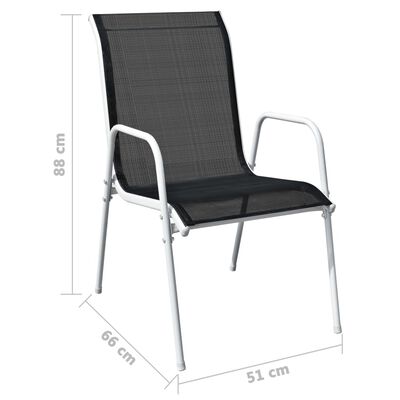 vidaXL Sudedamos sodo kėdės, 4vnt., juodos, plienas ir tekstilenas