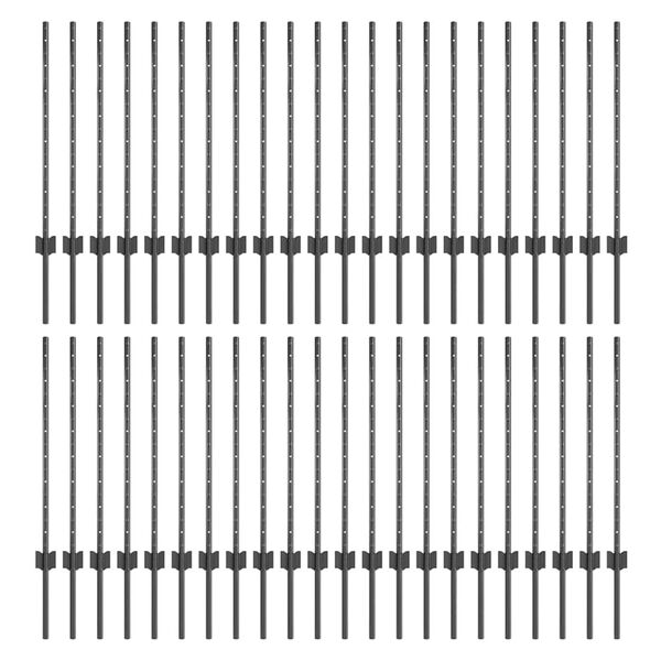 vidaXL Tvorelių stulpai 44 pcs Pilka 120 cm Plienas