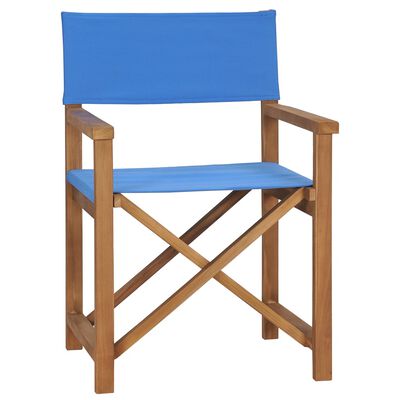 vidaXL Režisieriaus kėdės, 2vnt., mėlynos, tikmedžio medienos masyvas