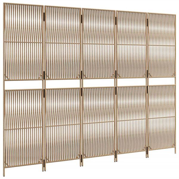 vidaXL Kambario pertvara, 5 segmentai, smėlio spalvos, poliratanas