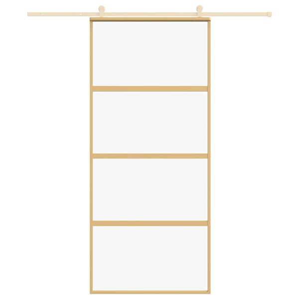 vidaXL Stumdomos durys, auksinės, 90x205cm, ESG stiklas ir aliuminis