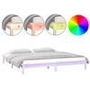 vidaXL Lovos rėmas su LED, 140x190cm, medienos masyvas