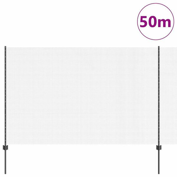 vidaXL Tvora su stulpais Pilka 1,5 x 50 m Plienas ir PVC