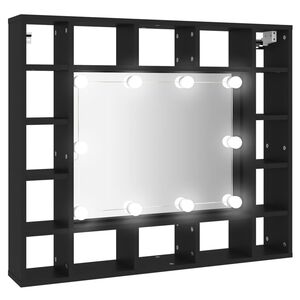 vidaXL Veidrodinė spintelė su LED, juodos spalvos, 91x15x76,5cm