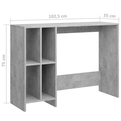 vidaXL Kompiuterio stalas, betono pilkos spalvos, 102,5x35x75cm, MDP