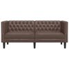 vidaXL Dvivietė chesterfield sofa, rudos spalvos, dirbtinė oda