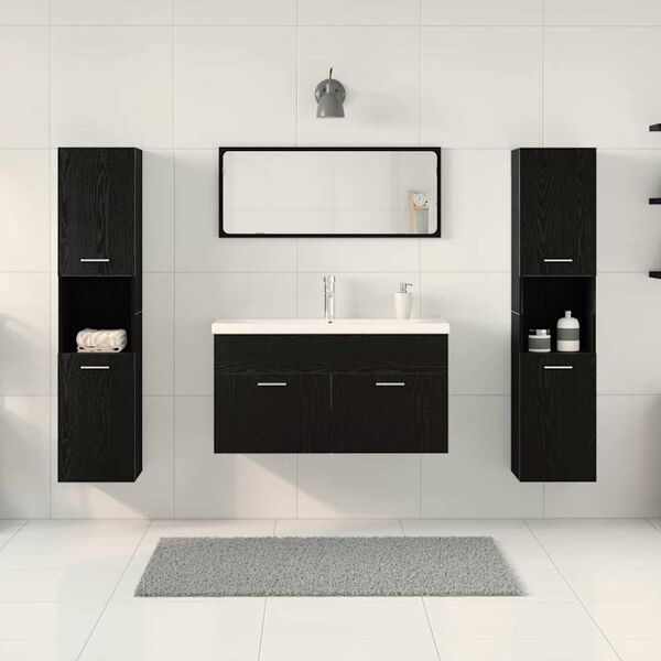 vidaXL Vonios baldų rinkinys 4 pcs Juodas ąžuolas Apdirbta mediena