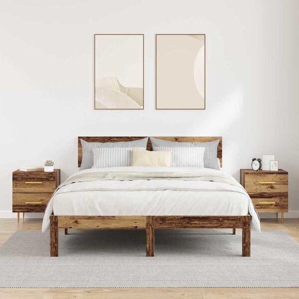 vidaXL &Scaron;alia lovos spintelė 2 pcs Senovinis medis 40 x 35 x 47,5 cm