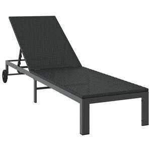 vidaXL Saulėtas gultas Juoda 206 x 62.5 x 74 cm poliratanas