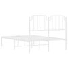 vidaXL Metalinis lovos rėmas su galvūgaliu, baltos spalvos, 120x190cm