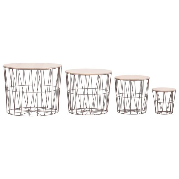 vidaXL Kavos staliukai, 4vnt., vario spalvos