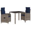 vidaXL Lauko valgomojo komplektas 3 pcs poliratanas