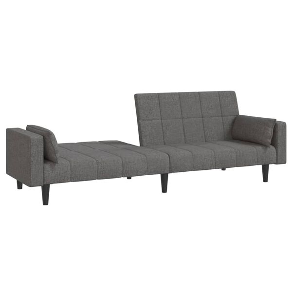 vidaXL Dvivietė sofa-lova su dvejomis pagalvėmis, pilka, audinys