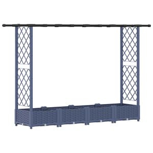vidaXL Pakeltas lovas su trelėmis ir stogu Pilka 203 x 40 x 121 cm PP