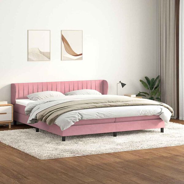 vidaXL Box Spring Lova su čiužiniais Rožinis 180x210 cm Velvet