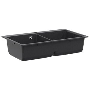 vidaXL Virtuvinė plautuvė su dviem dubenimis Granitas 86 x 51 x 30 cm