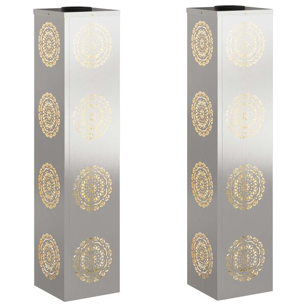 vidaXL Saulės LED &scaron;aligatvio &scaron;viesa 2 pcs Sidabro Nerūdijantis Plienas