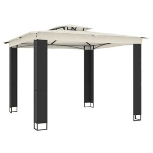 vidaXL Pavėsinė su dvigubu stogu, kreminė, 2,94x2,94m, plienas