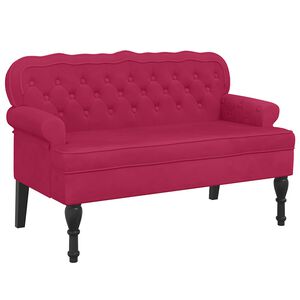 vidaXL Suoliukas su atlo&scaron;u, raudonojo vyno, 119,5x64,5x75cm, aksomas