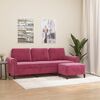 vidaXL Trivietė sofa su pakoja, raudonojo vyno spalvos, 180cm, aksomas