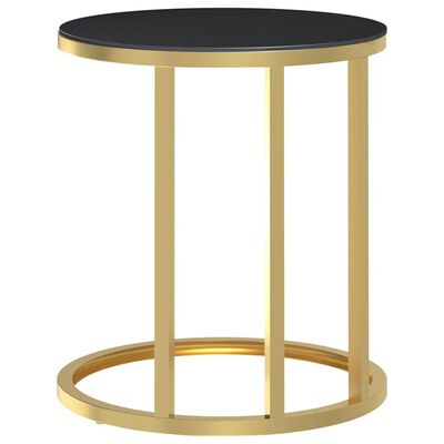vidaXL Šoninis staliukas, auksinis/juodas, 45cm, grūdintas stiklas