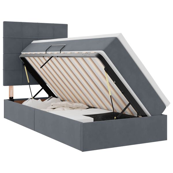 vidaXL Lova su daiktų laikymo vieta ir LED Tamsiai pilka 100 x 200 cm