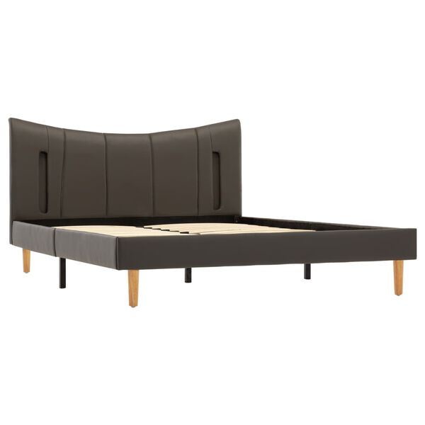 vidaXL Lovos rėmas su LED, antracito spalvos, 120x200cm, dirbtinė oda