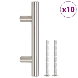 vidaXL Spintelės rankenėlės, 10vnt., sidabrinės, atstumas tarp skylių 64 mm bendras ilgis 100 mm, nerūdijantis plienas