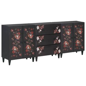 vidaXL Saugojimo spintos 3 vnt. 180 x 33 x 75 cm Kietas mango medis