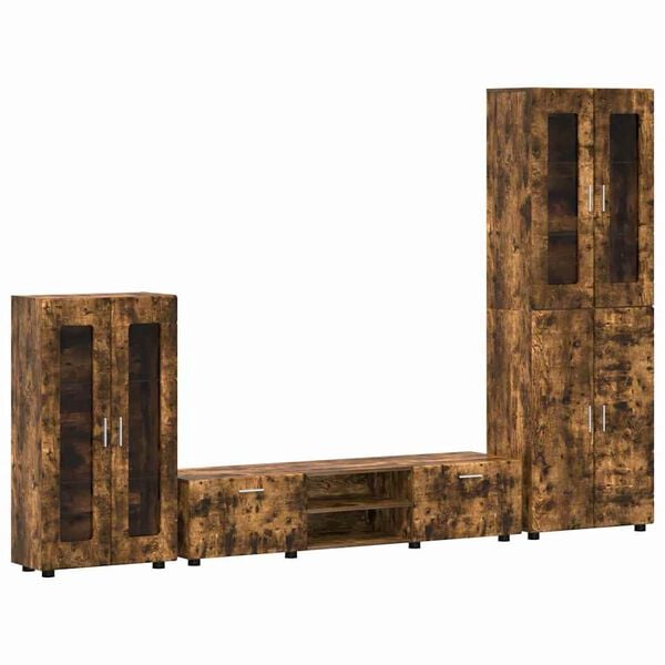 vidaXL TV spintelių komplektas FLORIN Rūkyta ąžuolas Apdirbta mediena