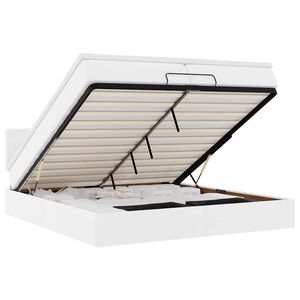 vidaXL Osmanų lovos rėmas su čiužiniu, baltas, 200x200cm, dirbt. oda