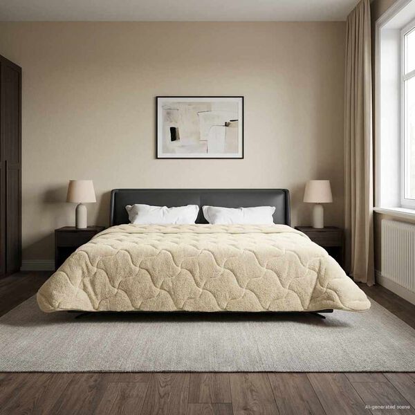 vidaXL Pilna metų antklodė Tik&scaron;tas Kreminė 220 x 240 cm