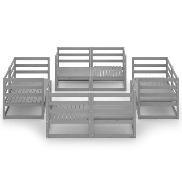 vidaXL Sodo poilsio baldų komplektas, 8 dalių, pilkas, pu&scaron;ies masyvas