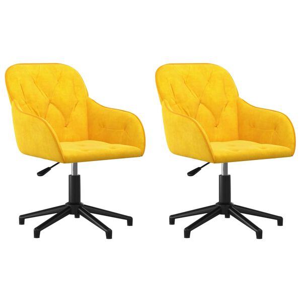 vidaXL Pasukamos valgomojo kėdės, 2vnt., geltonos spalvos, aksomas