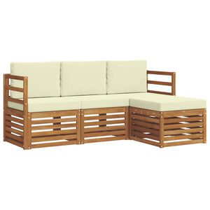 vidaXL Lauko sofos komplektas su pagalve 4 pcs Natūralus ir grietinėlė